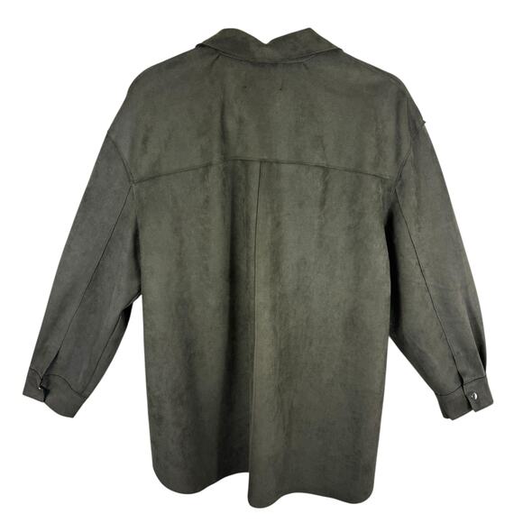 Truth By Republic NWT Green Faux Suede Collared Snap Up Shacket Plus Size 1X - Picture 3 of 9